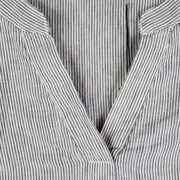 Tahari Dress Women's Plus Size 1X Blue Striped Linen Resort Lagenlook SS New - Picture 6 of 11